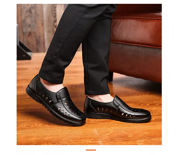 New Men s Fashion Hollow Pu Leather Slippery Casual Buns Shoes Cosy Casual Shoes