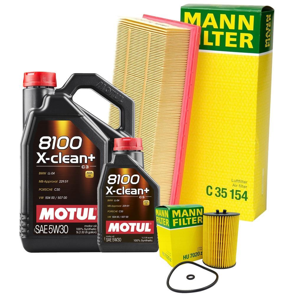 6L Motul 8100XCLEAN+ 5W30 Mann Filter Motor Air Oil Change Kit for Jetta 2.0 TDI