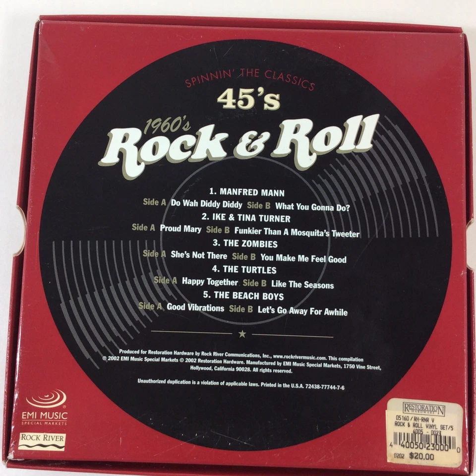 1960s Rock  Roll 10 Classic Tunes 45 rpm Vinyl Record Box Set 5 NM VG+ - Image 2 of 4