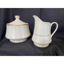 Royal Golden Ivory Cream & Sugar Set with Gold Line