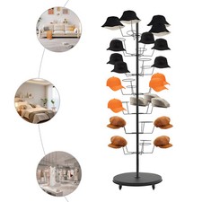 7 Tiers Freestanding Hat Rack 35 Hat Position Display Stand Hat Holder 4 Wheels