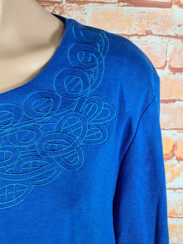 BNWT Womens Sz 1XL 18 Liz Jordan Olympian Blue 3/4 Sleeve Rib Tee RRP $49.99 - Picture 3 of 3