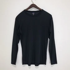 Vintage Mens Med Patagonia Capilene Base Layer Top Black Long Sleeve USA Flaw