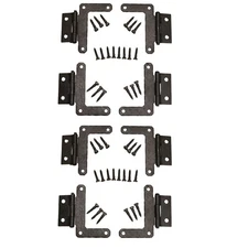 Vintage Mckinney Half Surface L-Hinges 8 PC- Forged Iron Cabinet Hardware -Black