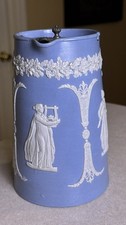 Antique Blue Jasperware Coffee Pot, James Dudson 1873 Marked B Toft's Syrup Lid