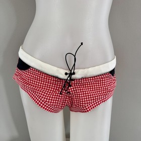 AGENT PROVOCATEUR Red Gingham CALAMITY Cowgirl Swim Bikini Bra Top Shorts 36C L