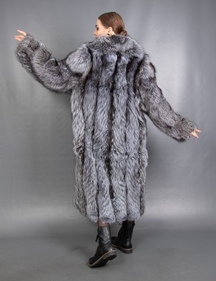 8966 NEW AMAZING REAL SILVER FOX COAT LUXURY FUR EXTRA LONG