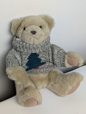 Vintage Plush Teddy Bear w/ Knit Sweater   10"   Beige Fur   XPR3306