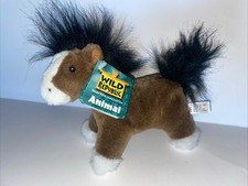 Wild Republic K M Int'l Brown Black White Horse Pony Plush Stuffed Animal 8 Toy