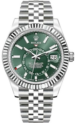 Rolex Sky-Dweller Green Dial 18k Gold / Steel Jubilee 42mm Men's Watch 336934
