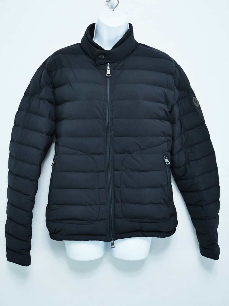 Moncler Lightweight Down Jacket Black Puffer Doudoune Elastique Logo Womens Sz 2