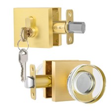 Exterior Glass Door Knob with Single Cylinder Deadbolt Lockset, Entry Crystal...