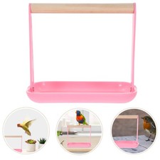Tabletop Parrot Wood Training Stand Perch with Tray for Bird Training Supplies