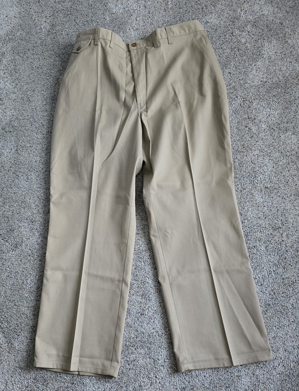 Towncraft Beige Khaki Pants Mens 44X30 Wrinkle Free Back Elastic-Waist NEW NWOT