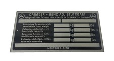 Mercedes-Benz Fahrgestell-Datenschild für Mercedes 170, 220 und 300 Modelle