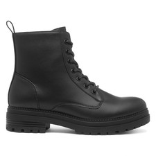 Lilley Womens Boots Black Adults Ladies Lace Up Zip Chunky Soft Lining SIZE