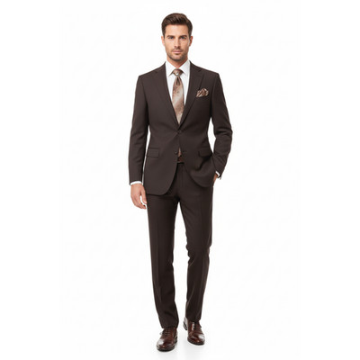 Men Suit BERLUSCONI Turkey 100% Italian Wool Super 180's #Ber30 Brown/Burgundy