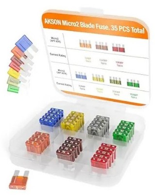 35-Piece Dual Blade Car Fuse Assortment Kit with 7 Current Ratings (5A to 30A)