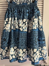 Hawaiian Hula Pau  Skirt Turquoise Hawaiian Print.