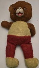 Vtg 19" BROWN TEDDY BEAR HAND SEWN Wear No Tag