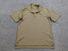 Under Armour Shirt Mens Small Green Stripe Polo Classic Heat Gear Short Sleeve