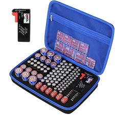 Battery Organizer Storage Case with Tester for AA AAA D 9V Battery Holder 7 B...