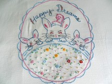 1940-50s Hand Embroidered Baby Crib Sheet, Blanket, Summer