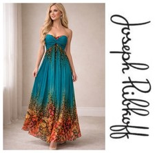 Joseph Ribkoff VTG Y2K Topless Babydoll Animal Print Smock Back Maxi Dress 8