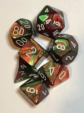 Chessex Dice Gemini Green-Red /White polyhedral set