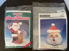 2 Distlefink  Designs Plastic Canvas Santa Head Centerpiece Kit #75556 & #75145
