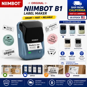 NIIMBOT B1 Wireless Label Maker, Inkless Bluetooth Thermal Printer (Lake Blue)