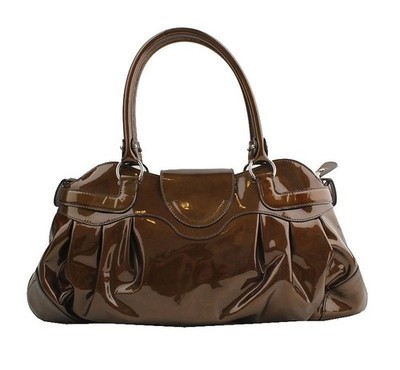 Salvatore Ferragamo Jinkaki Patent Shirring Silver Shoulder