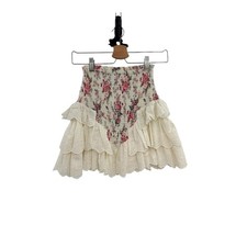 We re All Pretty Girls Floral Smocked Eyelet Ruffle Cottagecore Skirt Size Small