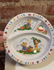 Baby Toddler Divided Plate Bear Bunny Duck Vintage Melamine
