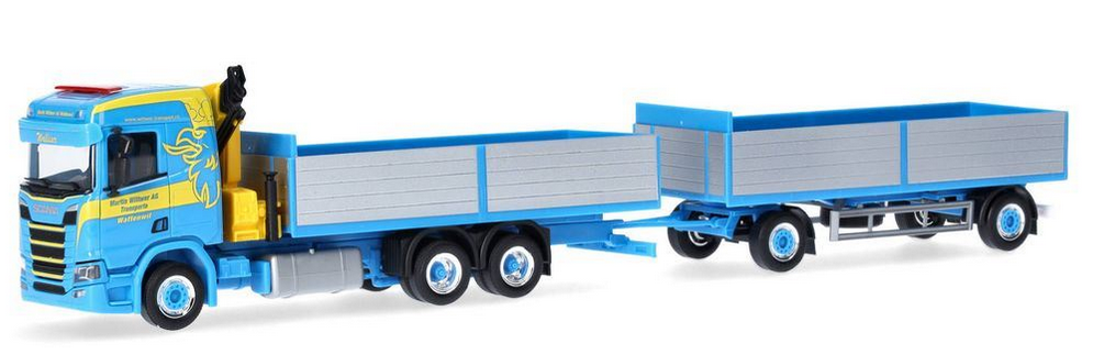 HERPA,SCANIA CR 20 ND 6x4 tipper with crane and 1+1-axle trailer