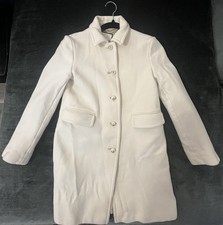 Gucci Ivory Mid-Length Women's Overcoat Size 40 Pearl Button Made in Italy
