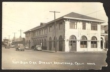 RPPC Brentwood California CA View of Oak Street Old Cars Real Photo Postcard