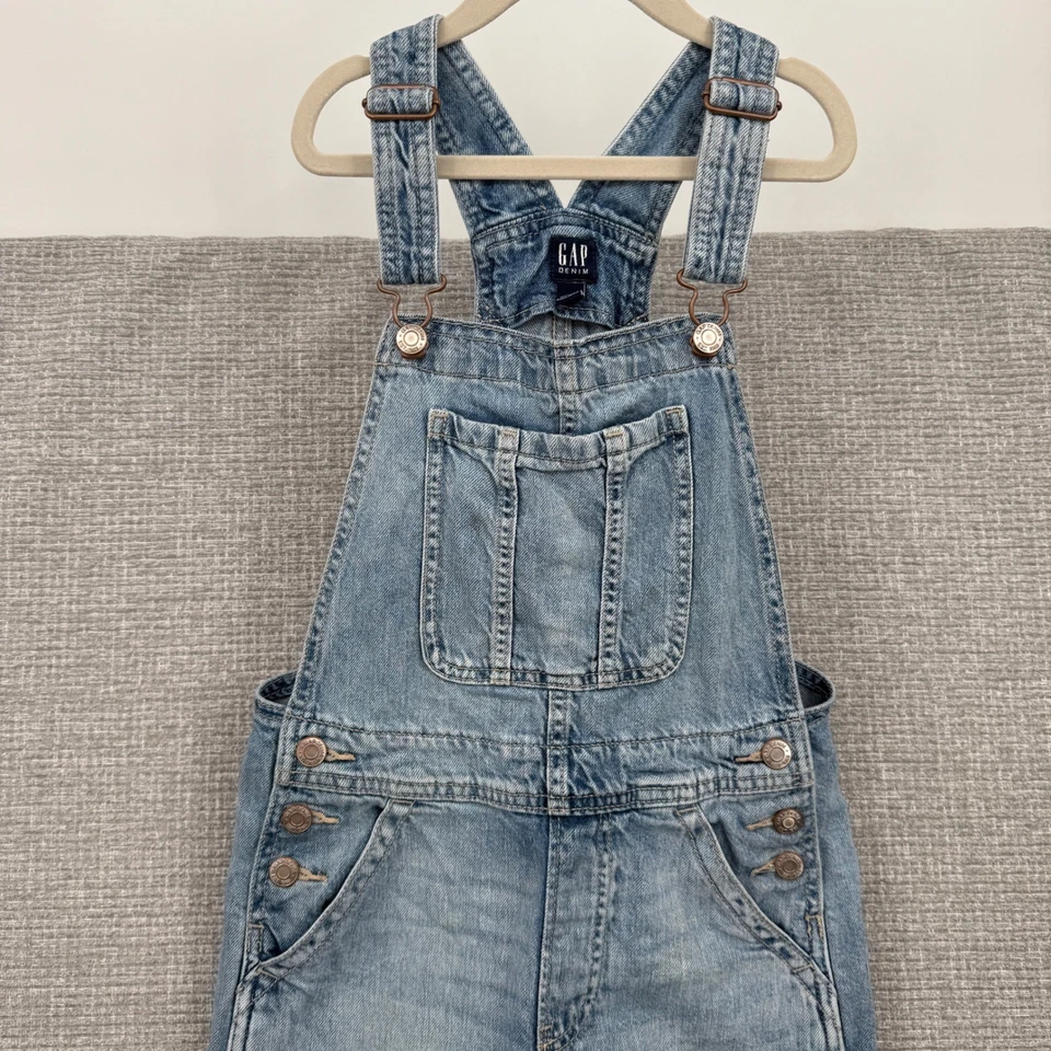 Mono vaquero Gap Kids lavado claro talla L azul algodón correas ajustables Foto 4 de 4