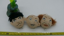 Open Box 1997 NWT Three Stooges Knucklehead 4" Plush Heads Larry Curly Moe Set