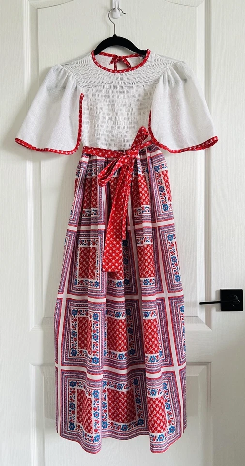 Vestido maxi floral vintage anos 70 marca Cinderela meninas tamanho 10 Prairie Cottage Core - Imagem 4 de 4