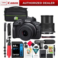 Canon EOS R100 Mirrorless Camera  RF-S 18-45mm F4.5-6.3 IS STM Lens Kit Bundle