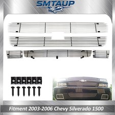 Chorme Grille Fits 2003-2005 Chevy Silverado 1500 Ss Upper Bumper Grill Combo 04
