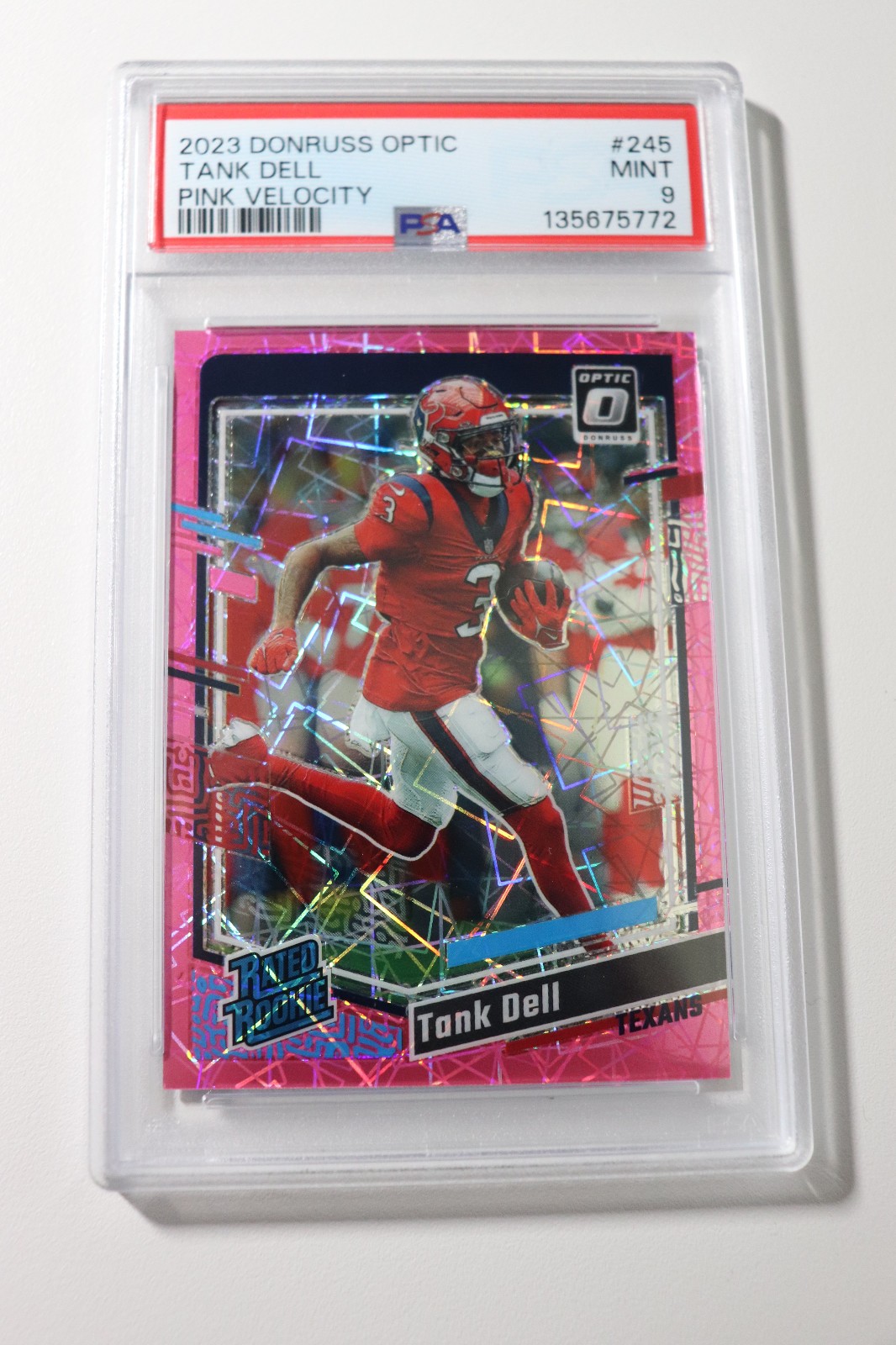 2023 Donruss Optic Tank Dell Pink Velocity Rated Rookie /79 #245 Texans