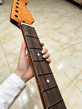 AAAA Stainless 22fret Roasted Flame Maple Electric Guitar Neck Gloss Bone nut--