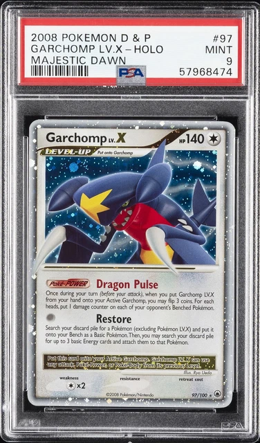 2008 POKEMON DIAMOND & PEARL MAJESTIC DAWN #97 GARCHOMP LV.X-HOLO PSA 9