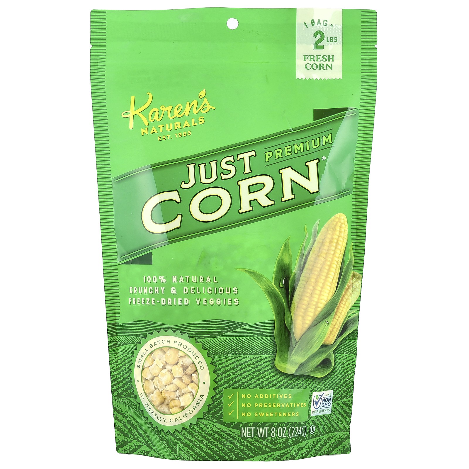 Karen s Naturals Премиум сублимированные овощи Just Corn 8 унций 224 г All-Natural 3290₽