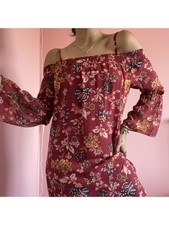 BCX Womens Maroon Lined Pull On Bell Sleeve Above The Knee Shift Dress XXS