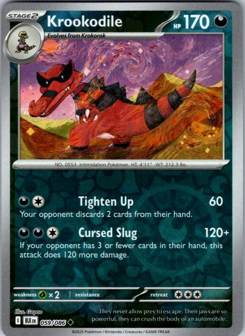 Pokemon | SV: Black Bolt | Krookodile | 059/086 | Reverse Holo | NM