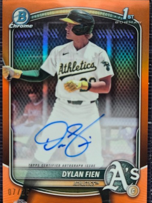 #ad 2025 Bowman Chrome Prospects Dylan Fien #BCP 47 Orange Refractor 25 RC $139.99