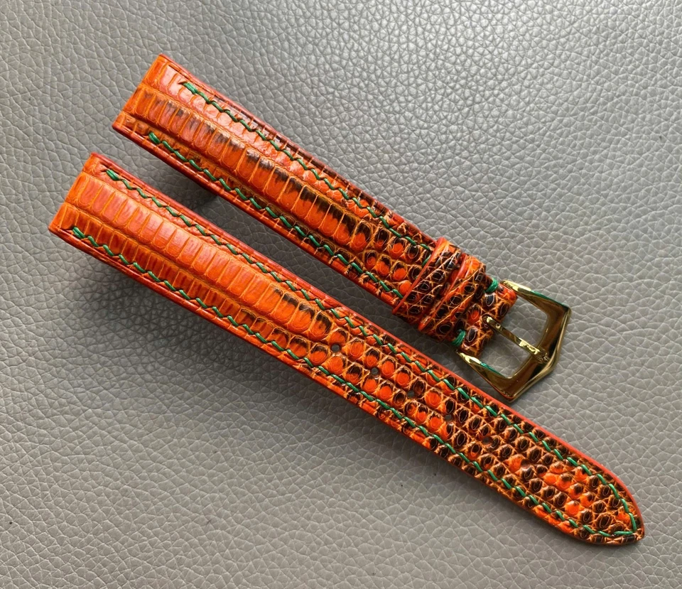 Open Lug orange Genuine Lizard leather Watch Strap Band Size16 17 18 19 20 21 22 - Image 2 of 4